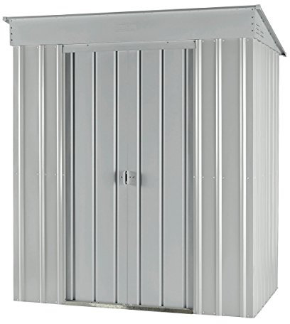 Globel Industries Metall Garten Gerätehaus Gartenhaus 6x4 Silber metallic // 184x123x198cm (BxTxH) // 1,9m² // Gerätehaus Metall Pultdach