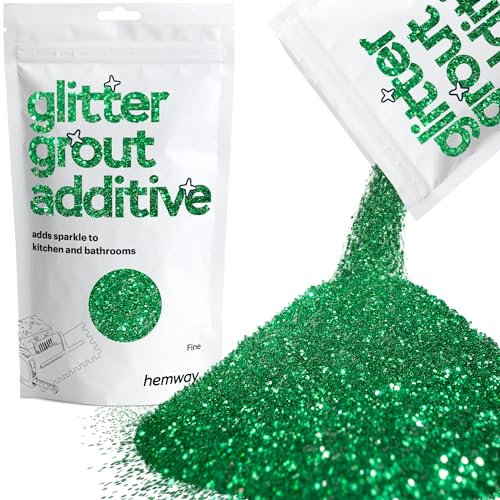 Hemway Glitter Grout Additive - Emerald Green | Metallic Flakes for Adding Sparkle to Old & New Kitchen & Bathroom Tiles | Enhance Your Indoor Grouting Projects with a Durable Sparkly Effect | 100 g