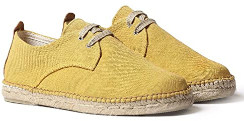 Toni Pons Herren-Espadrille zum Schnüren aus Baumwollstoff - Dixon - Gelb, 45 EU