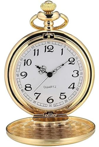 Tiong Vintage Smooth Quartz Pocket Watch Classic Fob Watch with Short Chain for Men Women on Birthday Anniversary Day Christmas Fathers Day