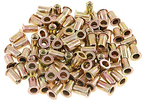 Keadic Lot de 150 écrous à rivets M4 métriques en acier au carbone plaqué zinc à tête plate (M4)