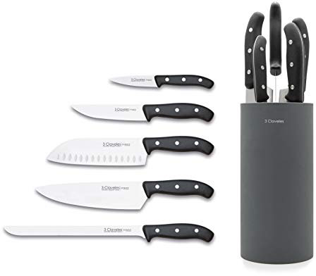 3 Claveles Línea DOMVS Juego de Cuchillos de Cocina, Acero Inoxidable, Negro