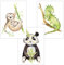 Olgs Kinderzimmer 3er Poster Bilder Set | Deko Wandbilder | Tropical Bilder Wandposter DIN A4 | Tiere Faultier, Panda, Chamäleon | Wanddeko für Babyzimmer