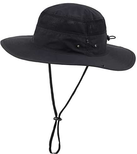 Magracy Unisex Outdoor Mesh Bucket-Hut Sommer breite Krempe UV-Schutz Hut Angelhut Gr. One size, Schwarz