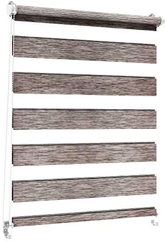 Sonnenschutz-HH - Doppelrollo Klemmfix ohne bohren Duo-Rollo Kettenzugrollo Seitenzugrollo AUSSENMAß Breite 75 x 150 cm Höhe - Leinen-Struktur grau