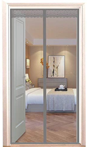 Moustiquaire magnétique, rideau anti-mouches, adsorption magnétique, pliable, fermeture automatique, l'air peut circuler librement, pour portes/patio, gris, 90 x 210 cm
