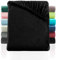 BaSaTex Cashmere Touch Plüsch Premium Spannbettlaken für Topper Matratzen - SUPER Soft Flauschiges Winter Spannbetttuch Nicky Teddy - wärmendes Bettlaken | 180x200-200x200 cm | Farbe: Schwarz