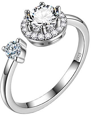 Aurora Tears April Birthstone verstellbare Ringe 925 Sterling Splitter Birthstone offener Ring Geburt Stein Schmuck für Frauen und Männer DR0090W