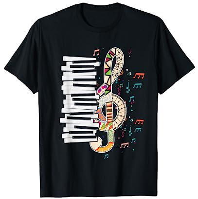 Klavier Notenschlüssel Musiker Geschenk Musik Pianist Piano T-Shirt
