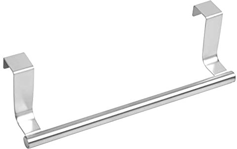 Over Door Towel Bar, Over Door Towel Rail, Over the Cabinet Towel Rail Over The Door Tea Towel Holder Towel Rack No Drilling for Kitchen and Bathroom Cupboards(23cm) (silver)