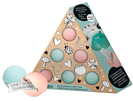 fesh! fesh - 6-teiliges Badekugel-Set in Präsent-Box mit Aroma-Badezusätzen für Entspannung, gepflegte Haut und bunte Schaumbäder in rosa und hellblau, schönes Geschenk-Set für Frauen und Mädchen
