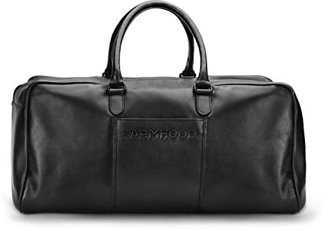 FARMHOOD Memphis Damen/Herren Leder Reisetasche | großer Weekender mit Steckfach auf der Vorderseite | mit abnehm- & längenverstellbarem Umhängeriemen | Reisegepäcktasche 53 cm
