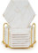 Geichan Marble Coasters with Holder,White and Gold Coasters set of 8 Absorbent for Cups,Tables & Home Decor,Ceramic Coasters for Birthday Housewarming Kitchen Bar