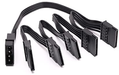 PHULWEL 4pin IDE Molex to 15 Pin SATA Power Supply Cable, Large 4Pin Male to 5 x 15 Pin SATA Female Hard Drive Power Splitter Adapter Cable forDIY PC Sever …