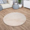 TT Home Teppich Wohnzimmer Kurzflor Anti-Rutsch Rückseite Einfarbiges Design Waschbar, Farbe: Beige, Größe:200 cm Rund