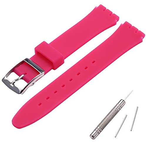 MCXGL Bracelet de rechange en caoutchouc de silicone résistant à la transpiration avec boucle en acier inoxydable, 19 mm, rose rouge