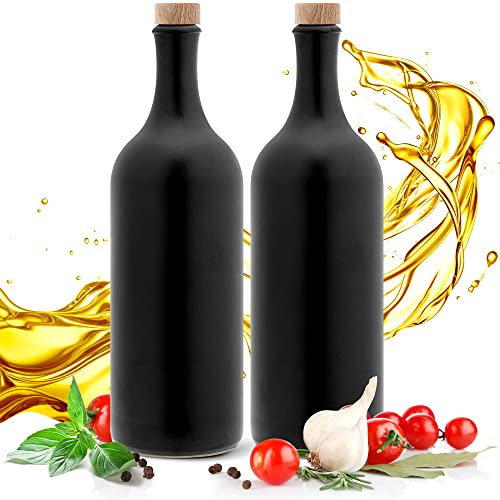 Kaminfix Essig & Öl Spender - Flasche mit Ausgießer, 2er Geschenkset für Feinschmecker handgefertigt und einzigartig im Design Made in Germany authentisch chic und zeitlos (2x 750ml, schwarz)