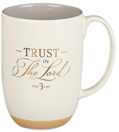 Trust in the Lord white Ceramic Coffee Mug with Exposed Clay Base