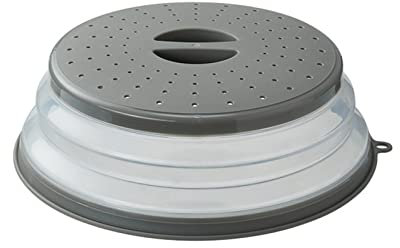 Vishui Upgraded Collapsible Microwave Lid, Vented Microwave Splatter Cover, 10.5 inches Plate Cover with Hook Hole, Vegetable Fruit Colander Multi-function Kitchen Gadget, BPA Free, Dishwasher Safe