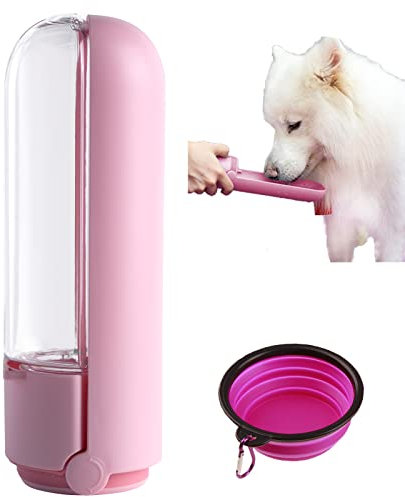 Hunde Wasserflasche, Faltbarer Hund Wasserspender, Leckabläufe Tragbare Reise Drink Cup für Haustiere im Freien zu Fuß, Wandern, Reisen, Lebensmittelqualität Kunststoff 14 Unzen