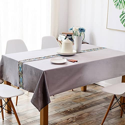 EHOMERY Manteles De Mesa Individuales Rectangular Barato Terciopelo Gris Plata Sujeta Gruesa Tela Gris Poliéster Protección Decoración 140X180Cm