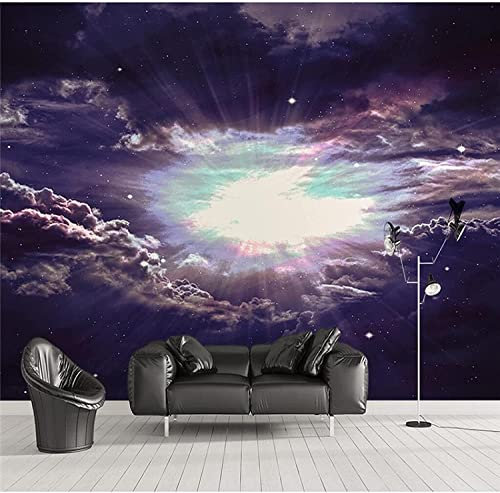 Pink Rose Wall Mural, 3D Purple Fantasy Starry Sky Poster Peel And Stick Self-Adhesive Wallpaper, Removable Sticker Home Decor Tv Background Large Art Wall Painting Wall Posters Wa 400 x 280 cm (WxH)