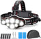 MLIAIMCE Lampe Frontale Rechargeable,Super Lumineux 18000 Lumens 8 Led 8 Modes Lampe Frontale Led Ultra Puissante,Torche Frontale Rechargeable Usb Ipx4 ÉTanche Pour Pêche,Camping,Lecture,Randonnée
