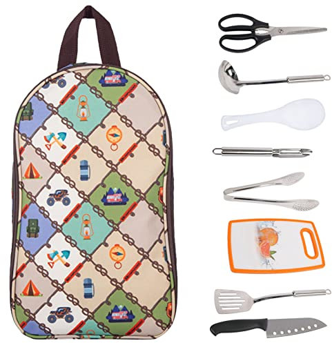 Rianpesn Utensilios para Acampar | Kit Utensilios Cocina para Acampar con Bolsa Almacenamiento | 8 Accesorios portátiles compactos para Estuches Transporte para Camping