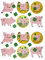 Oblique Unique® Schweinchen Sticker Schweine Aufkleber Viel Glück für Kinder Selbstklebend für Verzierung Scrapbooking zum Basteln