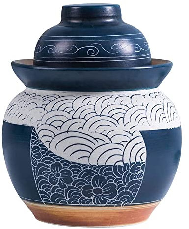 OUSIKA Tarro de fermentación tradicional, tarros de cerámica for kimchi con tapa hermética con sello de agua, recipiente for encurtidos tradicional for almacenamiento y fermentación de encurtidos de c