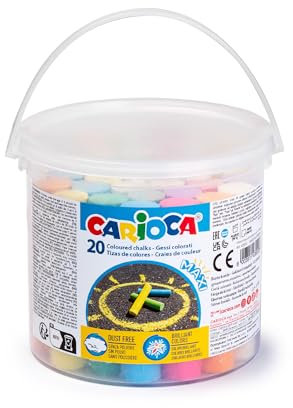 Carioca - Gessi Maxi, Confezione da 20 Gessi, Colori Assortiti, Senza Polvere