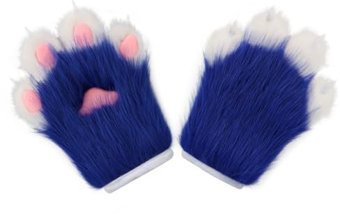 hbbhml flauschige Pfoten handschuhe Tier katze Wolf Hund Fuchs Kostüm Cosplay Zubehör Halloween Weihnachts feier für Kinder Erwachsene