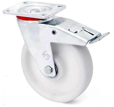 WIKO Schwerlastrollen 125 mm Transportrollen - Aluminium Polyamid Rolle Set bis 400 kg - Lenkrollen mit Bremse - Bockrollen (Lenkrolle mit Bremse)