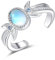 KINGWHYTE Mondstein Ring 925 Sterling Silber Offener Mond Ring Dreifacher Mond Göttin Ring Keltischer Schmuck Geschenke Für Frauen Mädchen Damen