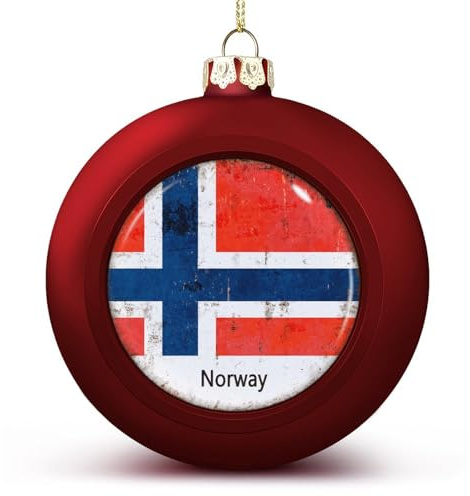 Nationalflagge Ball Ornamente, Norwegen Flagge Ball Ornamente für Weihnachtsbaum Dekoration, rote Norwegen Weihnachtskugel Ornament Weihnachtskugeln für Kinder Freunde