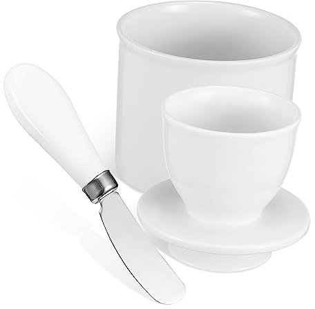 Zerodeko Recipiente Para Mantequilla Mantequera Para Mostrador Con Agua Contenedor De Mantequilla Tina De Mantequilla Vasija Hermética Para Alimentos Botes De Queso Con Cubierta Cerámica