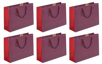 Eurowrap 324816Cpack 6 Geschenktaschen Excellia 37,3x11,8x27,5 cm Geo Rot