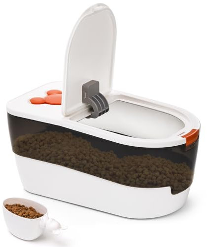 ZEAYEA Dog Foods Storage Container, 7 Lbs Airtight Pet Cat Food Storage Bins with Scoop, Cute Plastic Cereal Rice Container for Keeping Dry Food