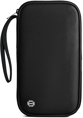Thorder Reisepass Organizer, Reiseorganizer Dokumente mit RFID Blocker, Reisedokumententasche Familie, Geeignet für Herren Damen, zur Aufbewahrung von Reisedokumenten, Kleingeld, Flugtickets, Schwarz