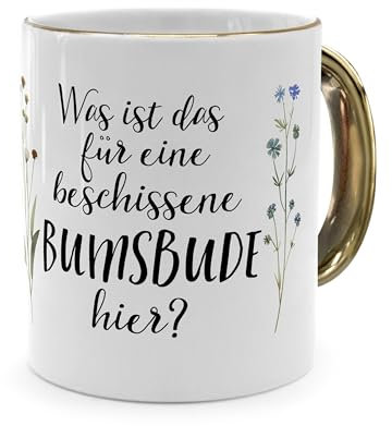 printplanet® - Tasse mit Spruch „Bumsbude“ - Sprüchetasse, Kaffeebecher, Kaffeetasse mit Spruch - Farbe Gold