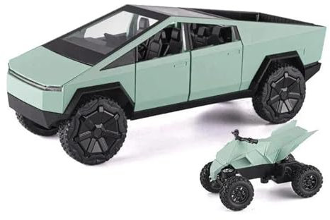 Druckgussfahrzeuge Motorfahrzeuge 1:24 for Cybertruck Modell Silber Pickup Truck Diecast Metall Spielzeugautos Mit Ton Und Licht Fertiges Modellauto(Size:Light Green)