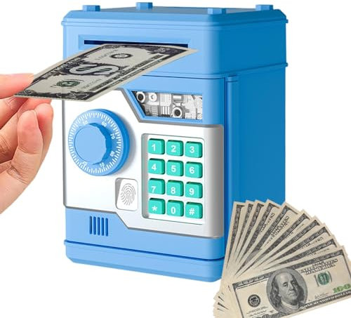 Uhngw Geldautomat Bankautomat, Auto Scroll Papier Geld Sparbox Passwortschutz Große Kapazität Geld Münze Bank für Jungen Mädchen Kleingeld und Bargeld Sparen