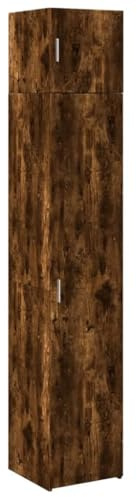 Willood Hochschrank Schmal Räuchereiche 40x42,5x225 cm Holzwerkstoff Geeignet für Küche, Wohnzimmer, Schränke 40cm breit - acht Fächer