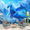 Papier Peint Panoramique Dragons de glace majestueux, 350 x 256 cm Dragon bleu Papier Peint Intissé Personnalisé Photo Murale pour Salon Chambre d'enfants restaurant Appartement Décoration Murale