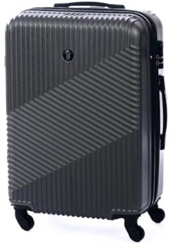 BERTOO Milano Reisekoffer mit Rollen - 70 Liter Hartschalenkoffer XL mit Abnehmbaren Rollen - Strapazierfähige ABS Hartschale - 2 Stufiger Teleskopgriff - Zahlenschloss Koffer - 65x45x26 cm – Grau
