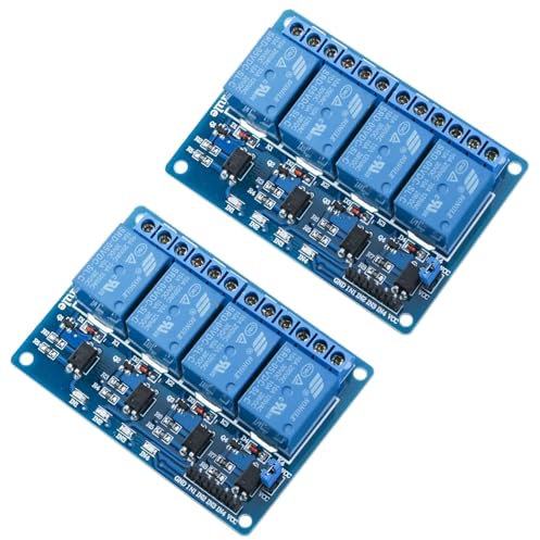 GTIWUNG 2 Stück 4 Kanal 5V Relaismodul, Relay Module 5V, 4 Channel Relais Modul mit Optokoppler für Raspberry Pi Arduino Relais Modul Blau