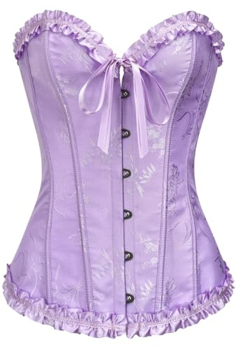 KUOSE Corsetto intero da donna, taglie forti, colore nero, Lilla chiaro, S