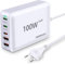 100W Ladegerät,5-Port [3 USB-C+2 USB-A],GaN Ladegerät PD&QC 3.0 Netzteil,Schnellladegerät kompatibel mit iPhone 15/14/13/12/ipad/Galaxy S22