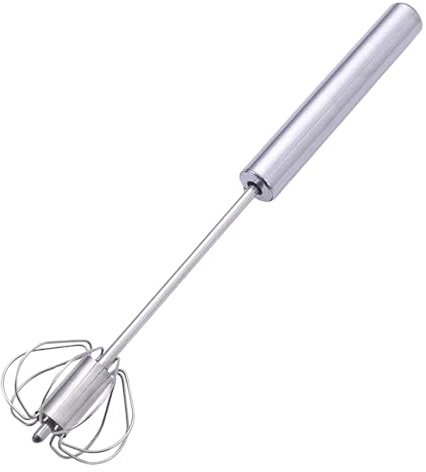 Ei-Quirl Schneebesen – drehbarer Handmixer aus Edelstahl, halbautomatischer Schneebesen | Antihaft-Eierrührer, Küchenwerkzeug mit langem Griff, Milchshake- und Sahnemixer