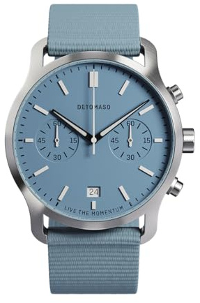 DeTomaso Herrenuhr Sorpasso Chronograph in Minty Blue - Armbanduhr an türkisem Ocean Plastic-Armband - aus 316L Chirurgenstahl mit einem Quarzuhrwerk & saphirgehärtetem Mineralglas – 42 mm